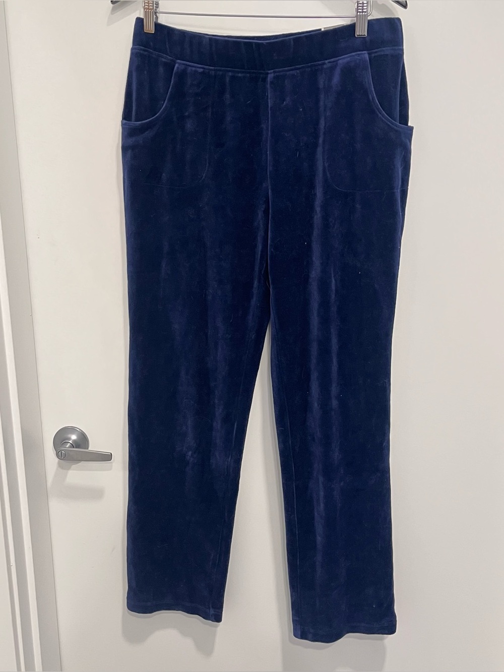 Chico's Zenergy Velour Solid Royal Navy Blue Velvet Lounge Pants New NWT 1 M‎